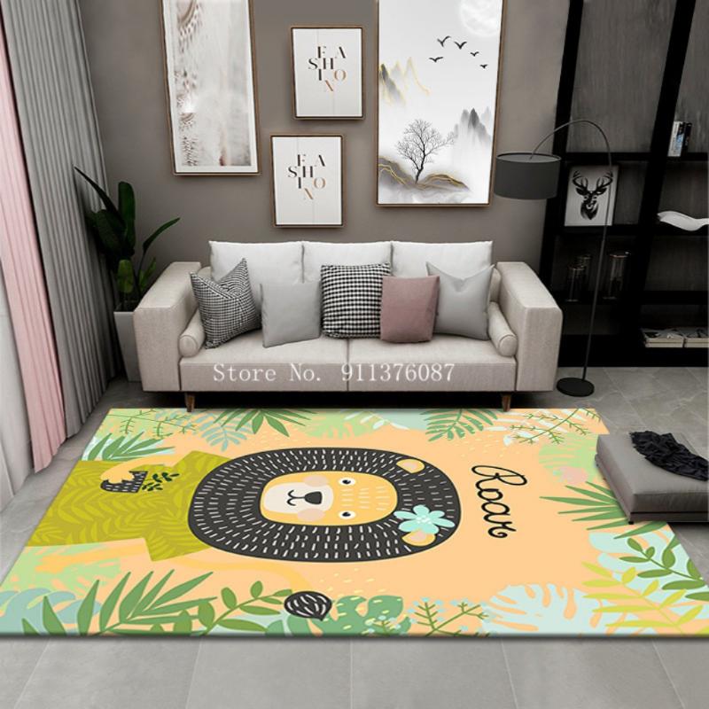 

Carpets Cartoon Washable Carpet Floor Mat Bedroom Polyester Lion Bear Flower Soft Rug Anti-Slip Baby Play Nordic Kids Room Decor, 09