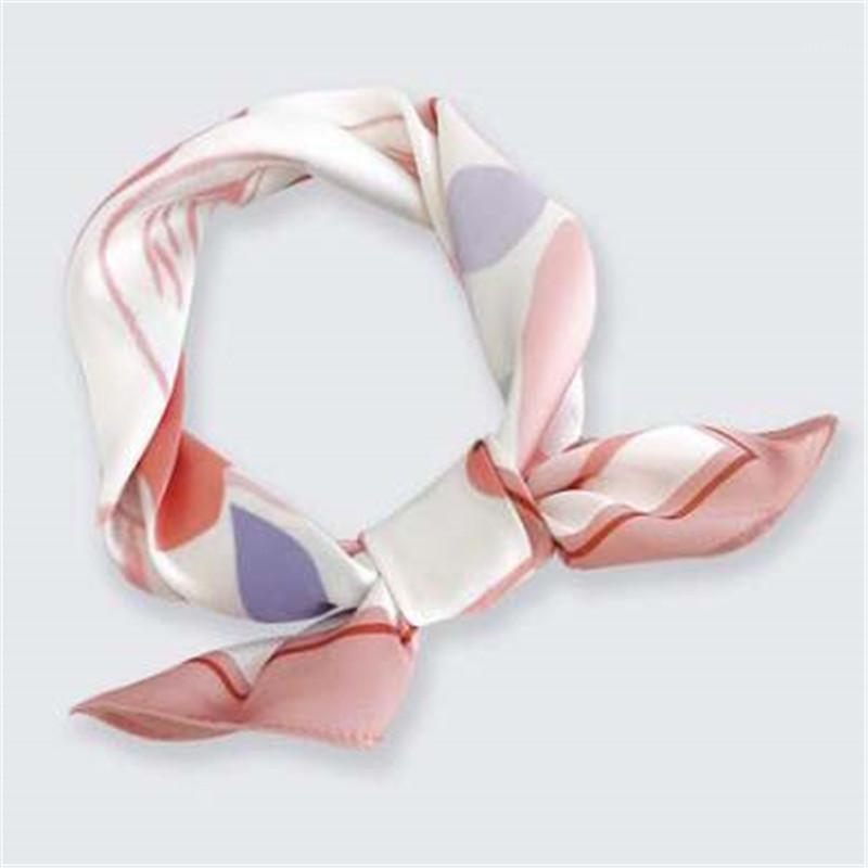 

Scarves 2021 Hijab Scarf Women Bandana Silk Foulard Femme Hair Versatile Ribbon Decorate Flower Printing Small, Blue;gray