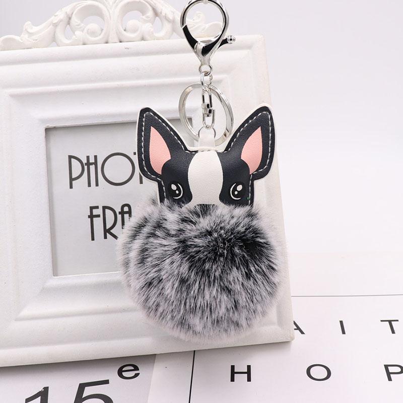 

Keychains RE Cute Fluffy Dog Handbag Pendant Key Chain Women Bag Mini Accessaries Faux Fur Pompom Plush Car Charm Keyrings A330