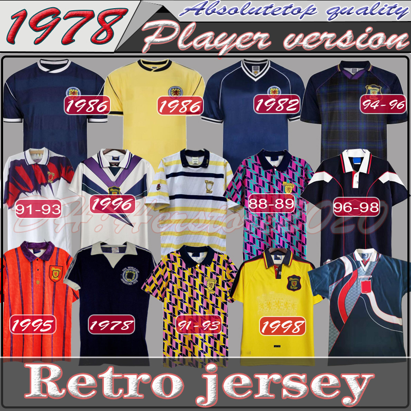 

1978 1986 1995 Scotland Retro Soccer Jersey World Cup equipment Home blue kits 1996 1998 classic Vintage SCOTLAND Retro Football Shirt tops, Qq