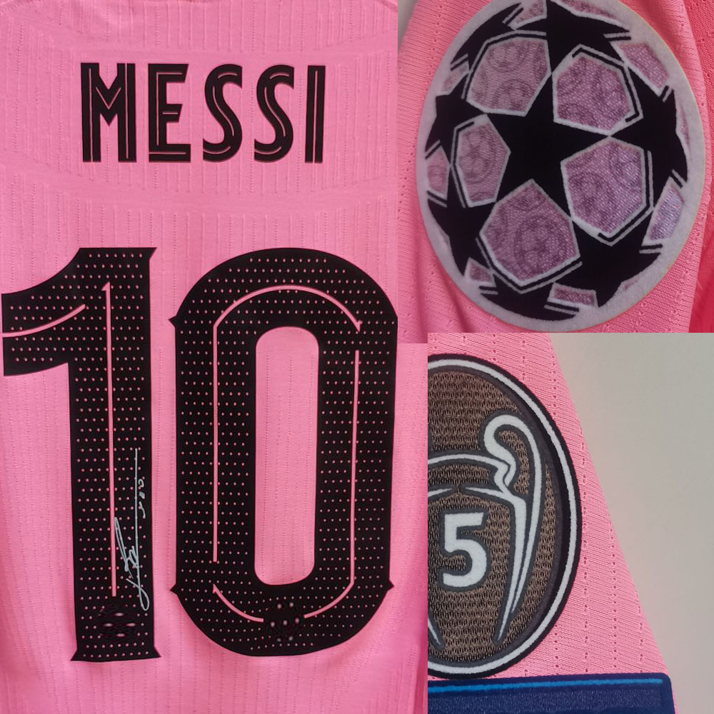 

Home Textile 2021 Player Issue Pink Messi Signature Maillot Soccer Patch Badge