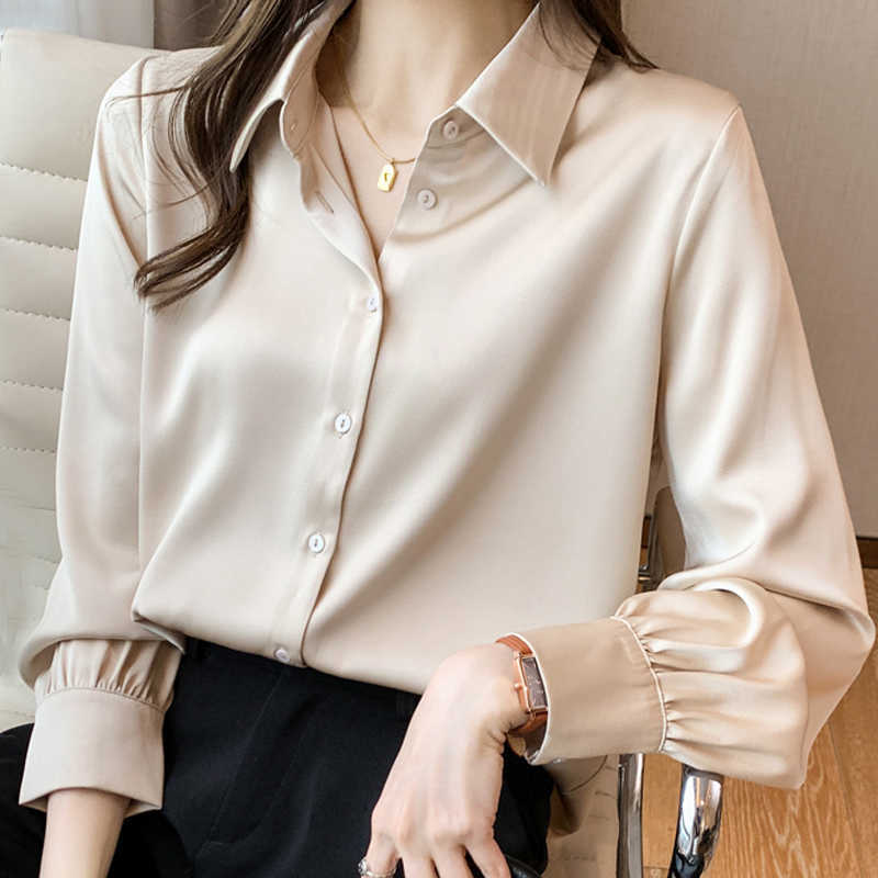 

Long Sleeve Chiffon Blouse Shirt Blouse Women Blusas Mujer De Moda Turn Down Collar Office Blouse Tops Women Blouses E240 210602, As picture