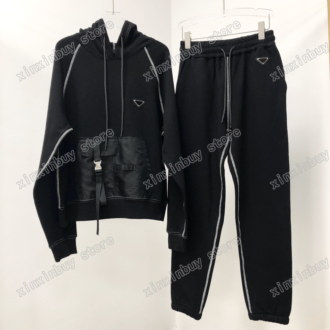 

21ss mens women designers tracksuits Hooded Nylon pocket Metal triangle Streetwear Cardigan fashion tracksuit men designer black gray S-XL