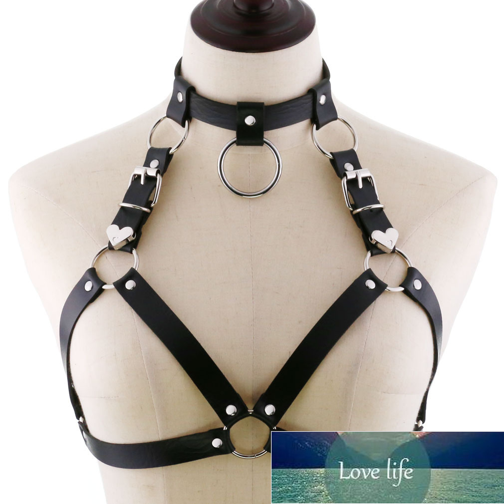 

New Sexy Women Leather Harness Bust Belt White Bra Steampunk Goth Rivet Crop Tops Night Costume Gift Plus Size Underwear Factory price expert design Quality Latest