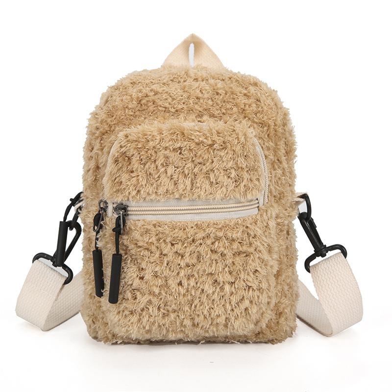 

2021 new ladies bag Korean fashion plush shoulder messenger bag change mobile phone small square, Black