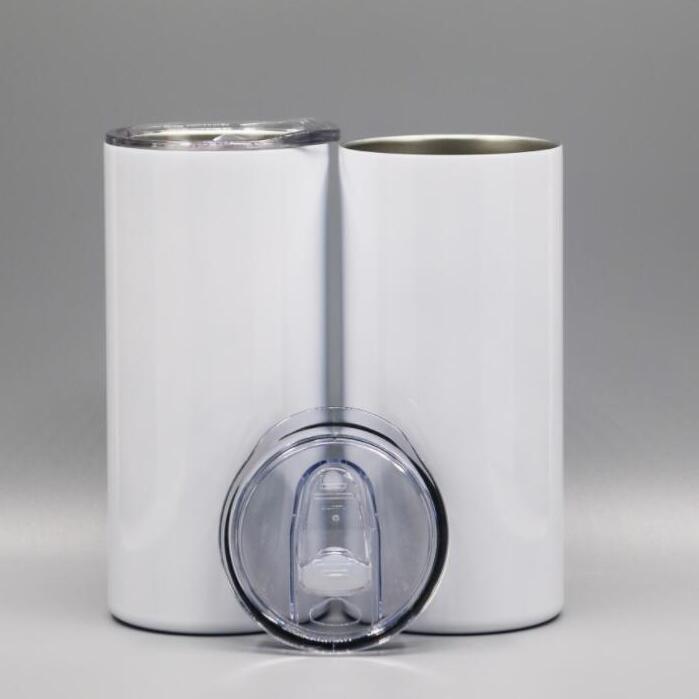 

15oz Sublimation Straight Tumbler With Seal Lid Blank Stainless Steel Skinny Tumblers DIY White Coffee Mug