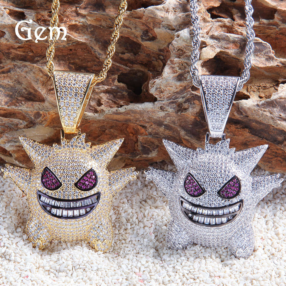 

Hip hop genggui Zircon Pendant cartoon pet elf hiphop trendy man Necklace