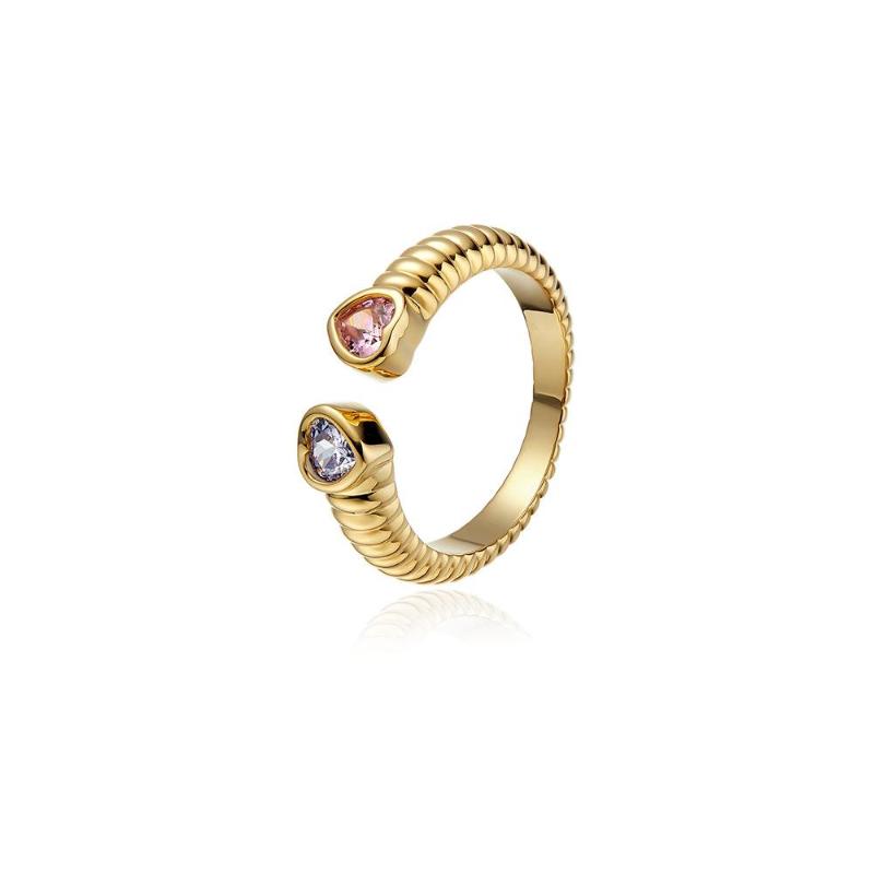 

Cluster Rings Advanced Love Flower Opening Adjustable Ring Minority Design Temperament Forefinger Gift For Woman, Golden;silver
