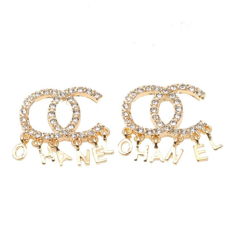 

18K Gold Plated Designers Brand Earrings Designer Letters Ear Stud Women Crystal Geometric Earring for Wedding Party Jewerlry Accessories ER0020, Golden;silver