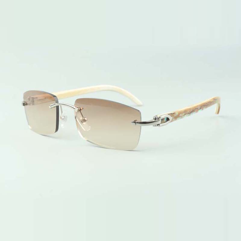 

locs Sunglasses Frames Factory wholesale sales of rimless sunglasses 3524012-A1 original shell pattern white horns unisex glasses BW3D