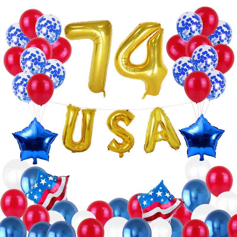 

Hot selling American Independence Day 18 inch five pointed star set props aluminum film balloon