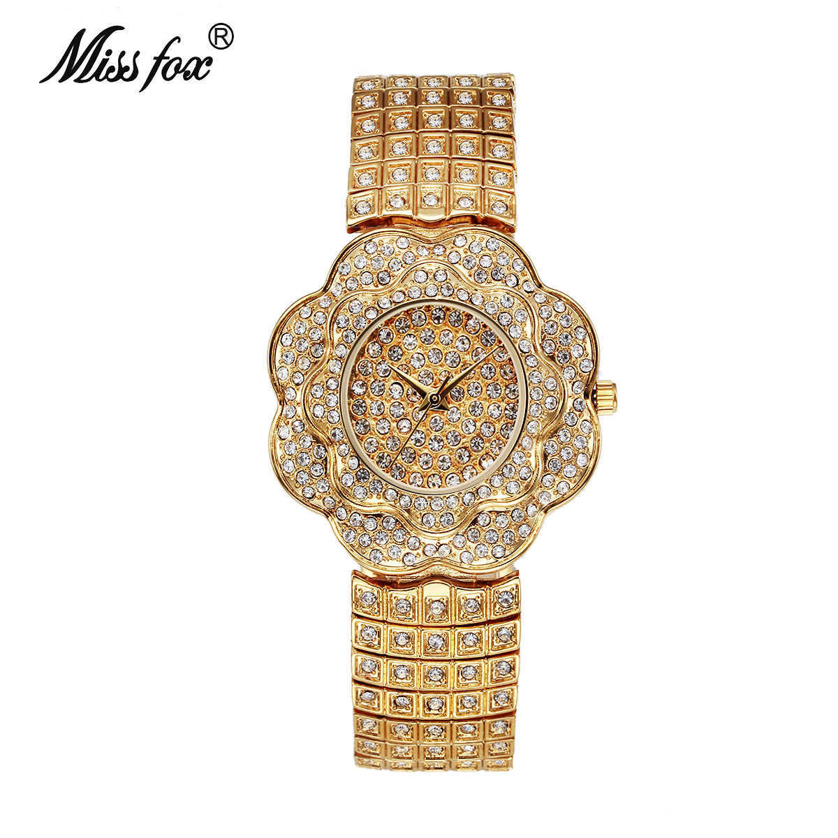 

Miss Fox Malishi hot selling quartz watch diamond inlaid flower waterproof high-end women's Watch, Gold