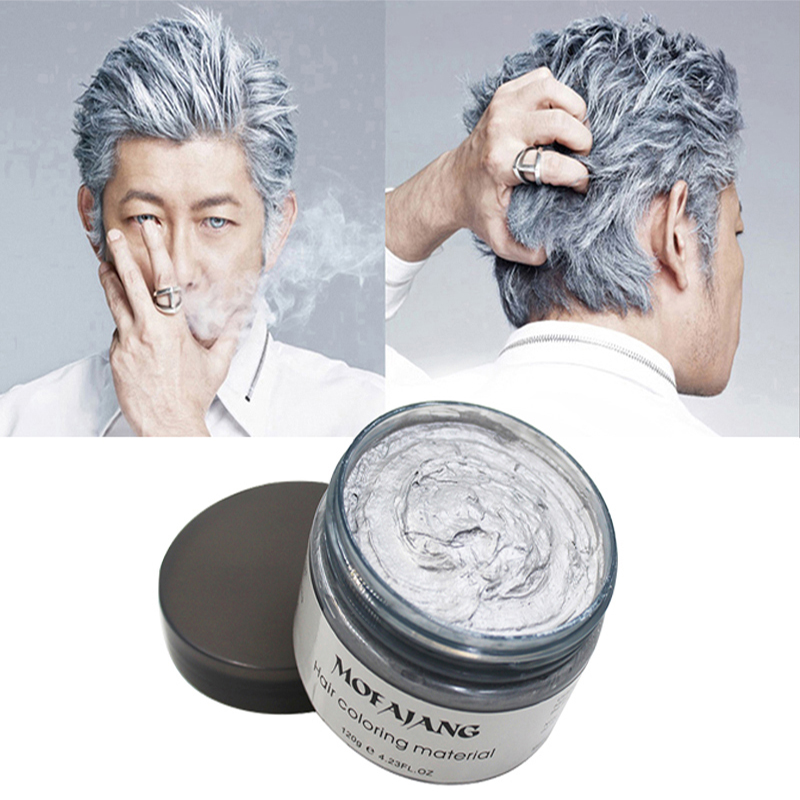 

Mofajang Color Hair Wax Styling Pomade Silver Grandma Grey Disposable Natural Hair Strong Gel Cream Hair Dye for Women Men 120gS