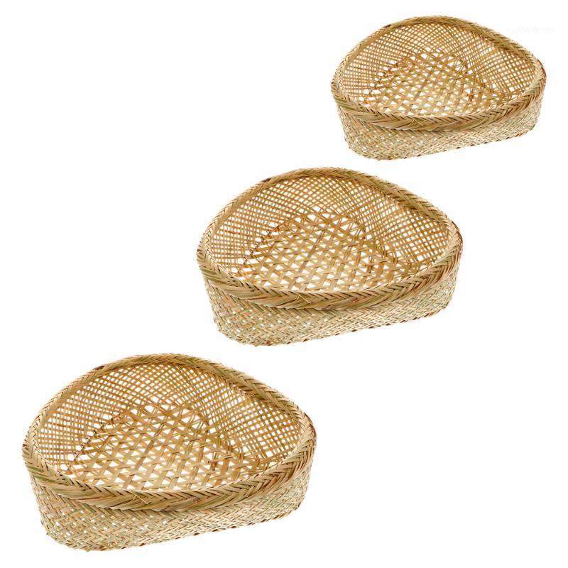 

Storage Baskets 3Pcs Bamboo Woven Basket Creative Food Container Gift Holding Box