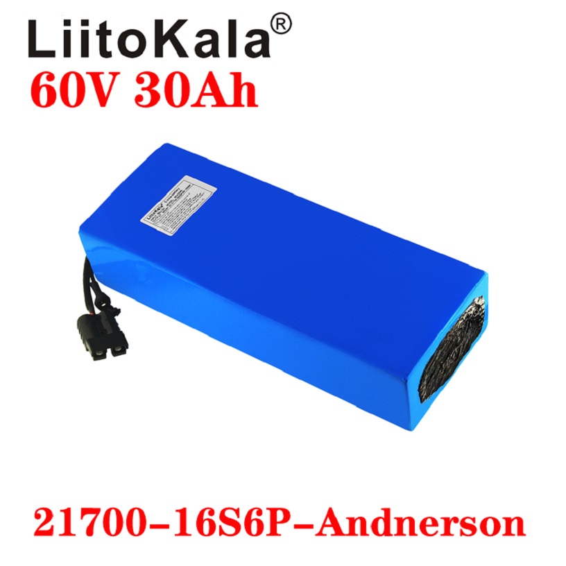 

High Power LiitoKala 67.2V 30ah battery pack 16S6P electric bateria 60V30AH Bicycle Lithium cells Scooter 60V 1000W ebike batteries