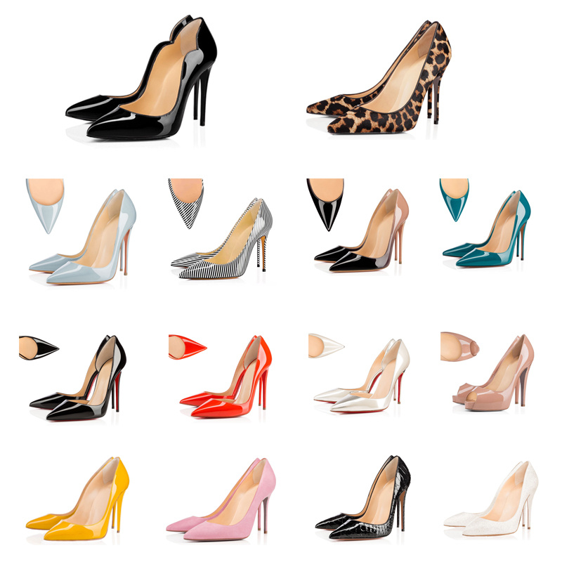 

With Box fashion Red Bottom Heels women Dress shoes Round Pointed Toes Pumps Spikes High Heels womens Designers shoes Sneakers 35-42, 37