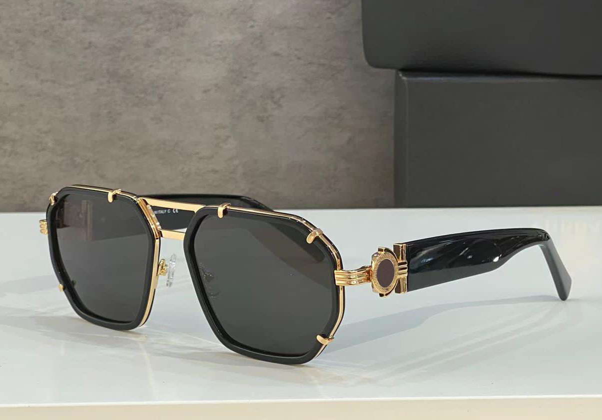 

Square Pilot Sunglasses for Men Women 2228 Gold Black /Dark Grey Len Sun Glasses Gafas de Sol UV Protection Eyewear with Box