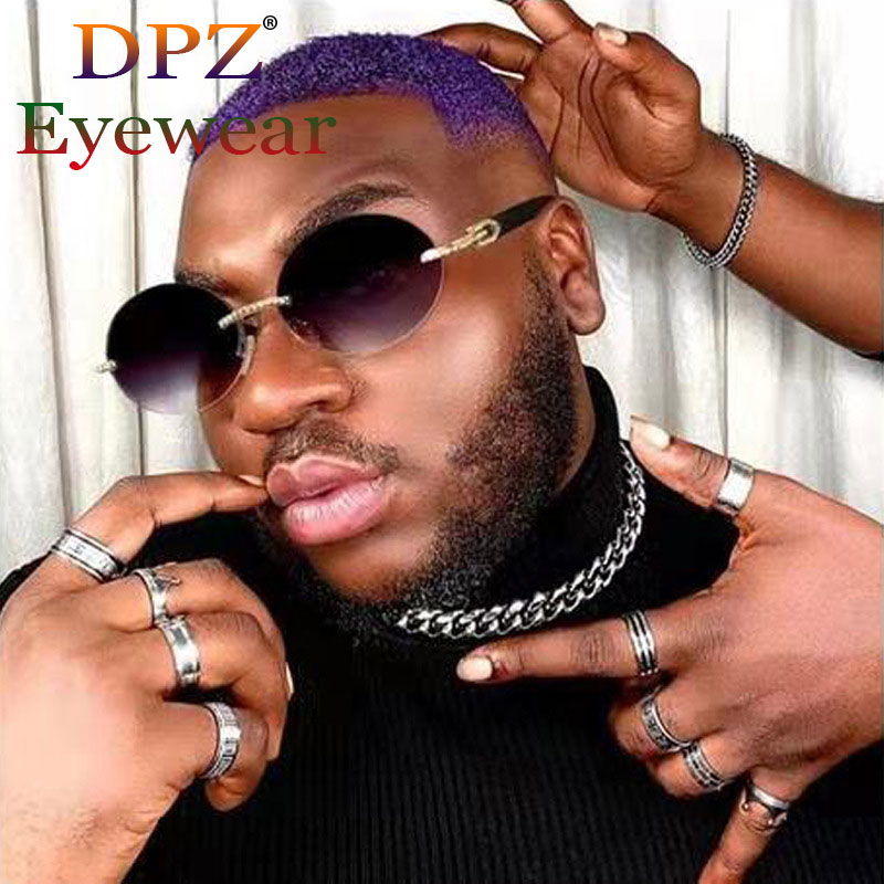 

2021 Fashion Men Rimless Style Gradient Wood Grain Pilot Sunglasses Luxury Women Vintage Brand Design Sun Glasses Oculos De Sol 8003