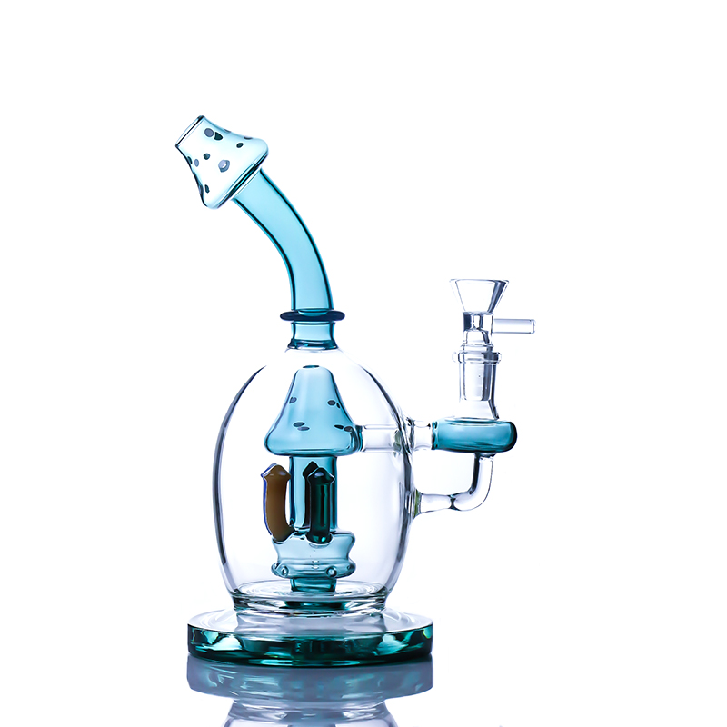 

2021 mushroom glass water bong Hookahs Recycler Dab Rig Wax 5 color herb Tobacco Bongs Oil Bubbler