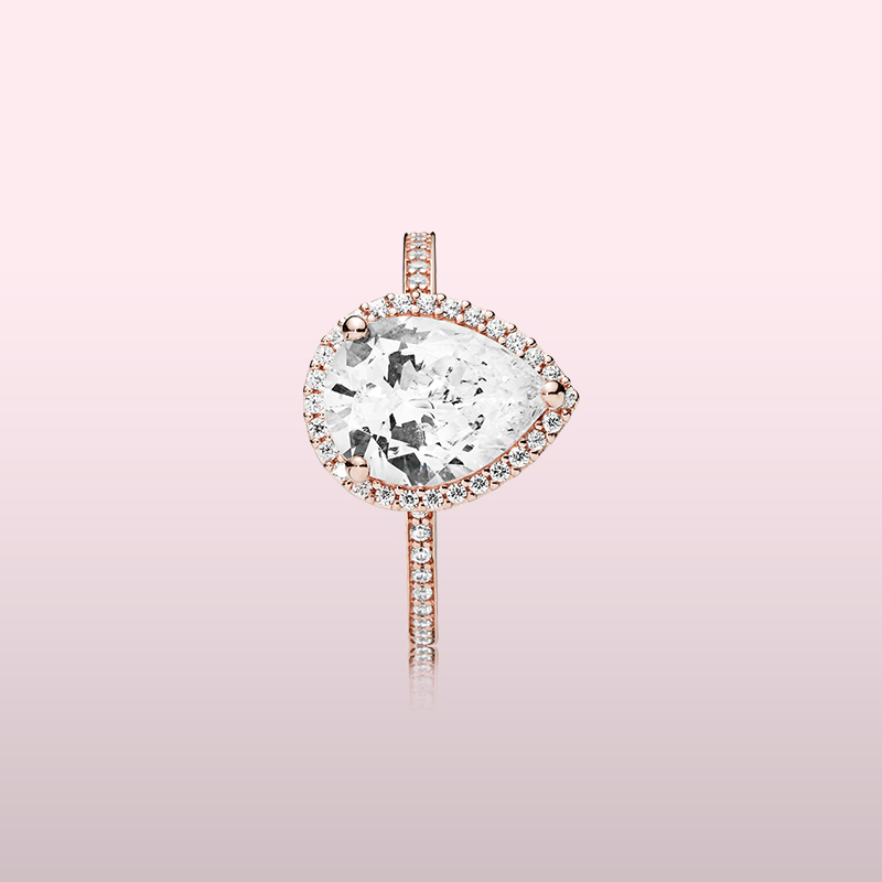 

18K Rose Gold Tear drop CZ Diamond RING Original Box for Pandora 925 Sterling Silver Rings Set for Women Wedding Gift Jewelry