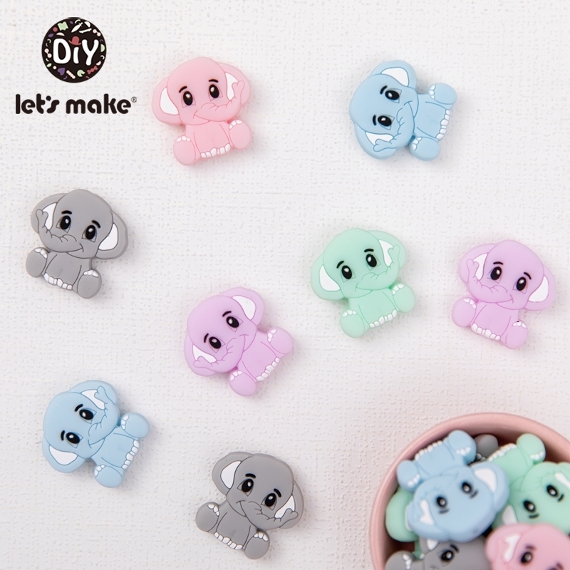 

Let's Make BPA Free 20pc Elephant Beads Teething Silicone Elephant Necklaces BPA Free Baby Teether Silicone Teether Toy For Kids 201123