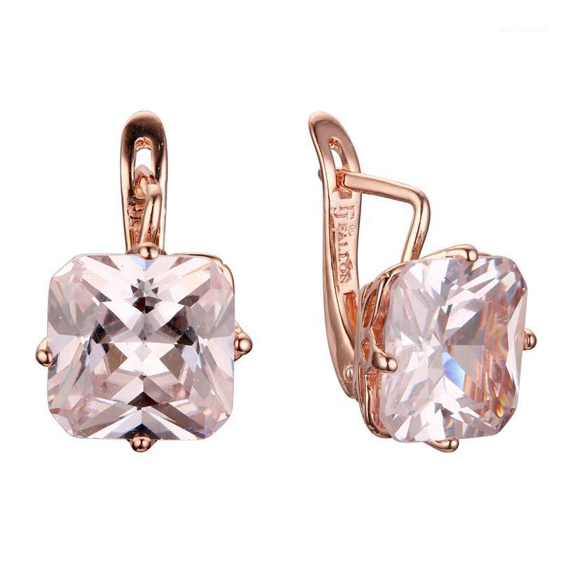 

Dangle & Chandelier Earrings For Women 585 Rose Gold Color Jewelry Fashion Big Square White Cubic Zircon Luxury Drop Earring, Silver