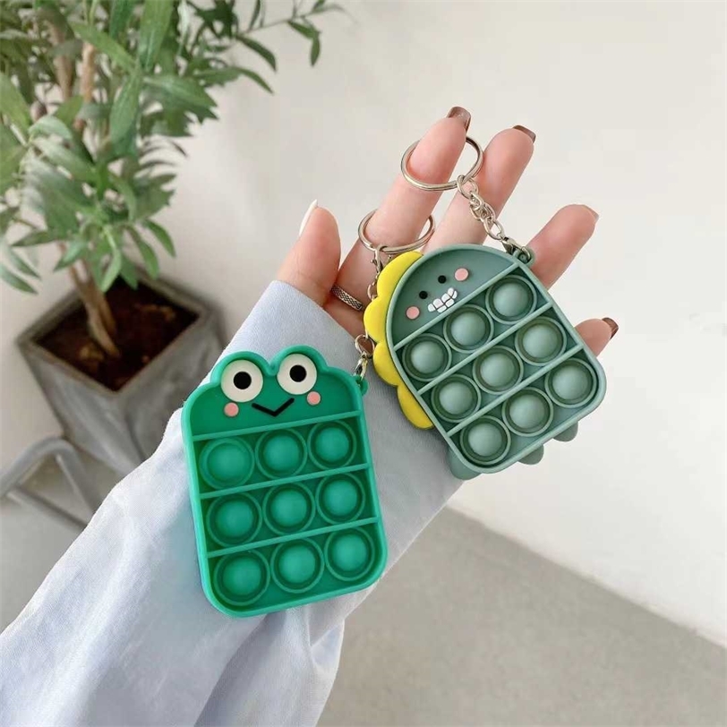 

Sensory Fidget Finger Puzzle Key Ring Push Pops Bubble Popper Toys Simple Rubber Silicone Keychain Cute Animal Big Eye Bag Pendant Anti Stre