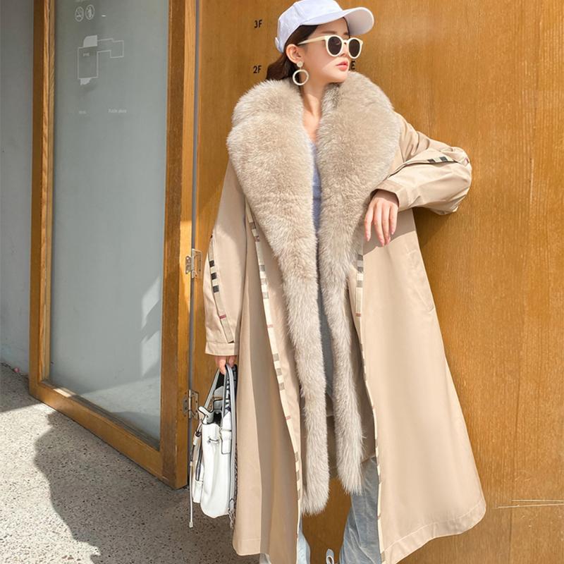 

Women' Fur & Faux Trendy Real Coat Women Coats Luxury Large Collar Winter Warm Linner Parka Long Jacket High Quality, Picture color a