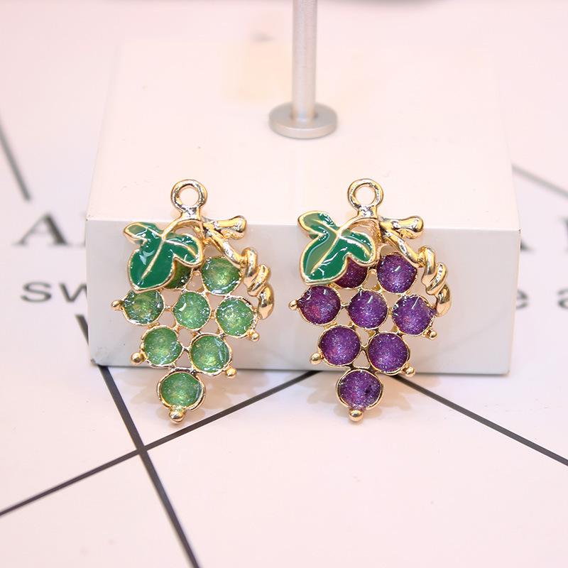 

Charms Creative Product 5pcs DIY Oil Dripping Jewelry Accessories Point Drill Grape Pendant Necklace Keychain Handmade Gift, Bronze;silver