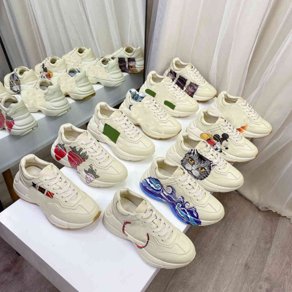 

2021 Top Quality Mens Rhyton Casual Shoes Dad Sneaker Paris Fashion Women Shoe Platform Sports Trainers Strawberry Mouse Wave Mouth Tiger yemianbu, 13