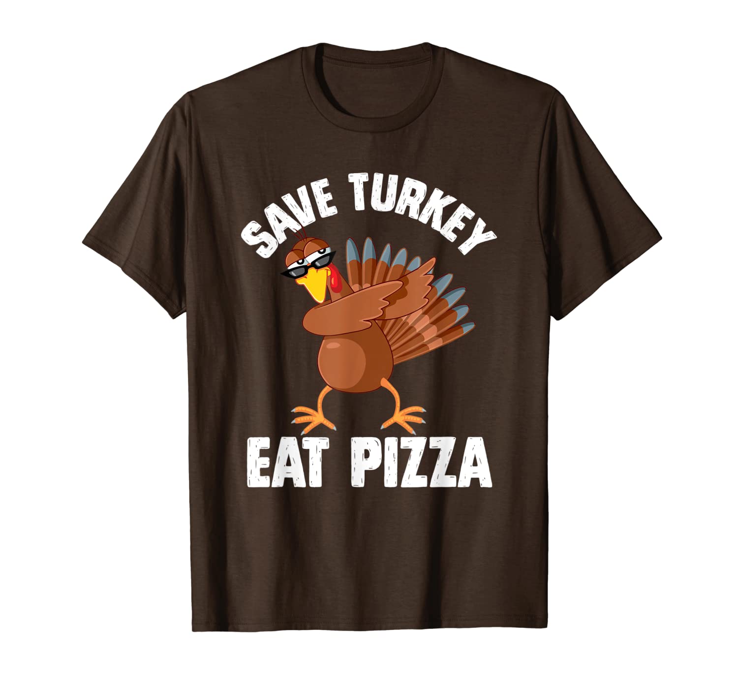 

save turkey eat pizza, funny thanksgiving day vegetarian t-shirt, White;black