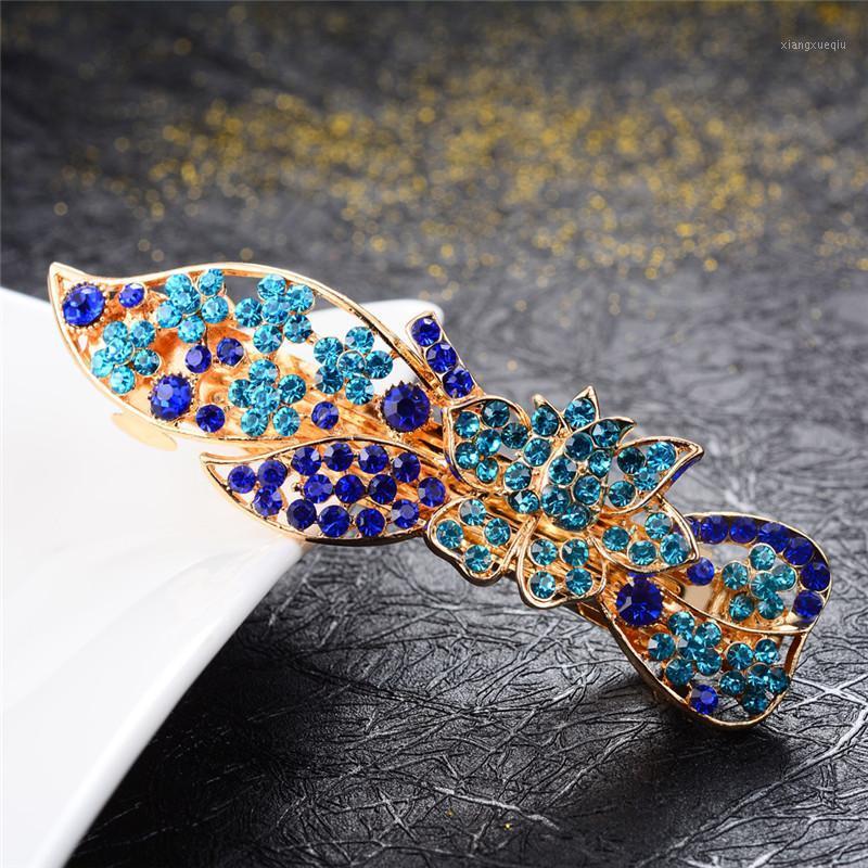 

Fashion Tulip Flowers Hair Clips Brand Hairpins Wedding Accessories Gold Color Rhinestone Crystal Barrettes Jewelry, Golden;silver