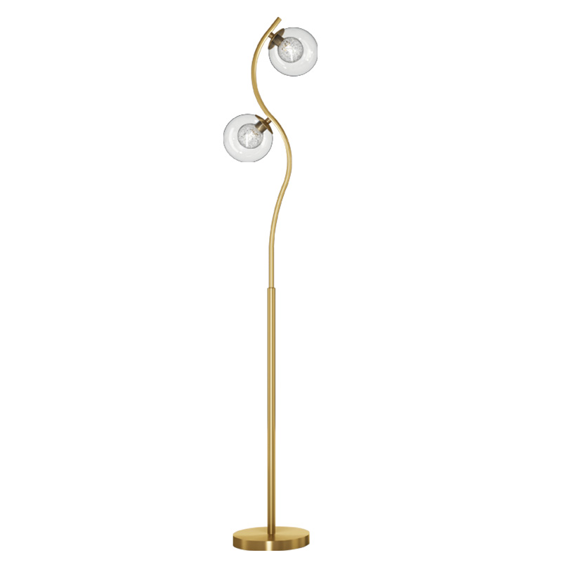 Modern All Copper Floor Lamp Luxury Living Room Bedroom Study 2 Heads Crystal Standing Lights Home Hotel Lighting Decoration-image-718002015
