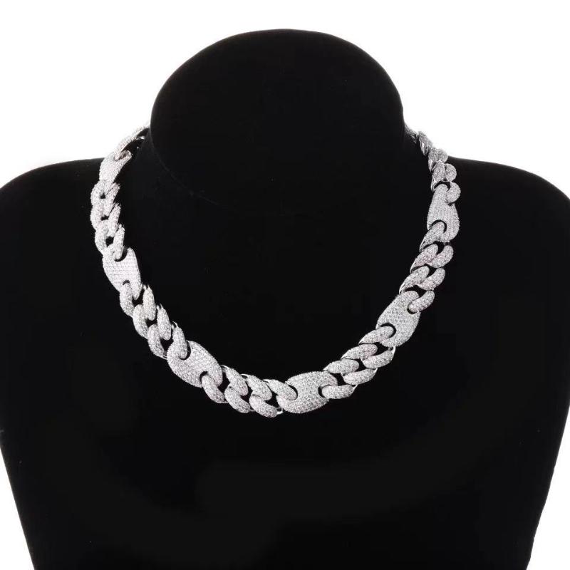 

Chains 20mm Miami Box Clasp Cuban Link Chain Gold Necklace Iced Out Cubic Zirconia Bling Hip Hop For Men Jewelry
