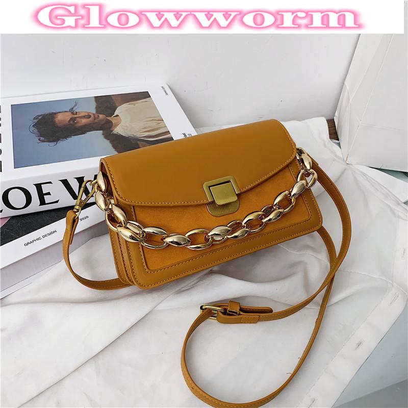 

New Fashion Simple Solid Color Chain Decoration Shoulder Messenger Hand Bag, Black