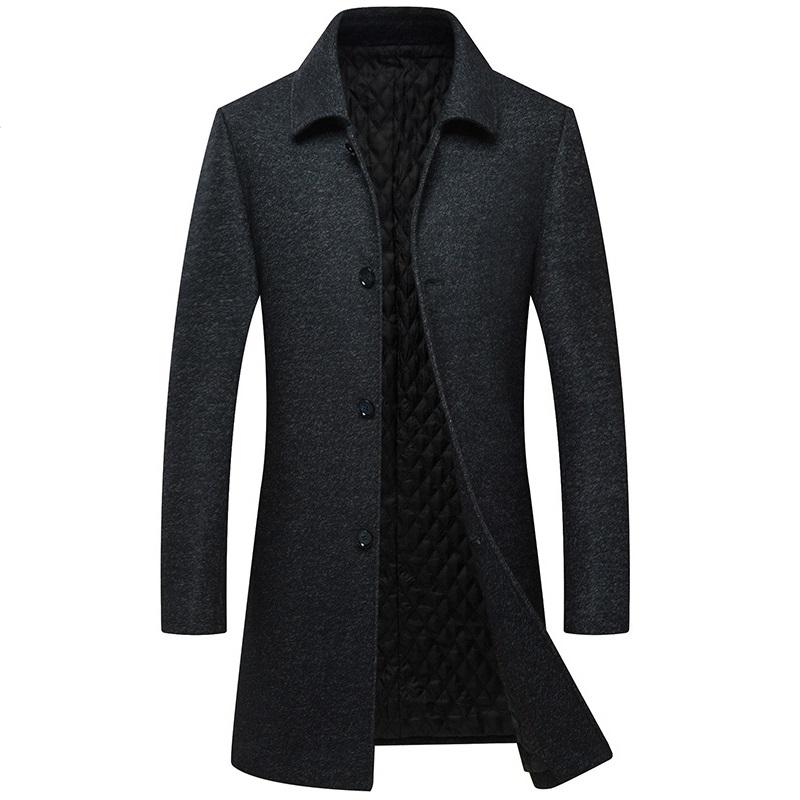 

Men's Trench Coats Winter Coat Men Overcoat Thick Warm Wool X-Long Single Breasted Abrigo Hombre Casaco Masculino, Black