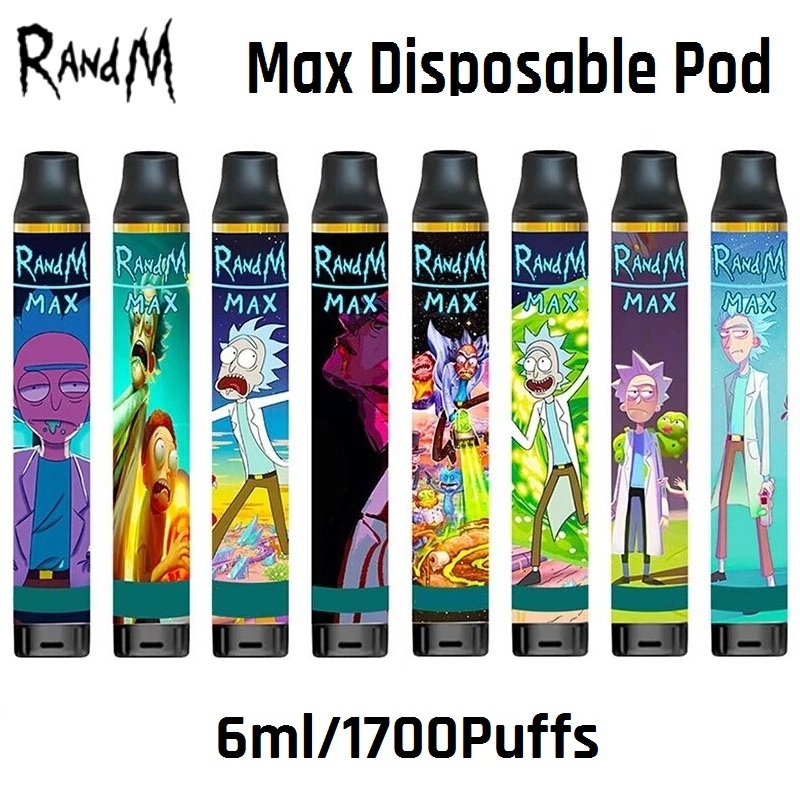 

Original RandM Max Disposable Pod Device 16 Colors with Bottom Adjustable Airflow 1700 Puffs 6ml 1100mAh Vapor Bar Stick 100% Original