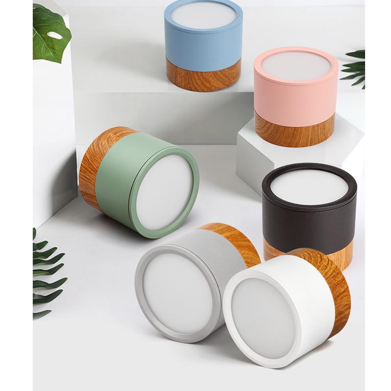 

Ceiling Lamp Nordic Round 15W 12W corridor Aisle small Cylindrical lamp wood + Iron Macaron Creative LED Spotlight Three color