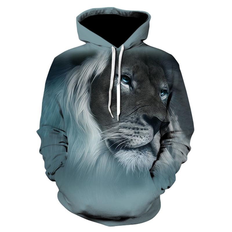 

Men's Hoodies & Sweatshirts Lion Print Streetwear Trend Pullover Hooded Sweatshirt Animal 3D Printed Sweater Hoodie, Black