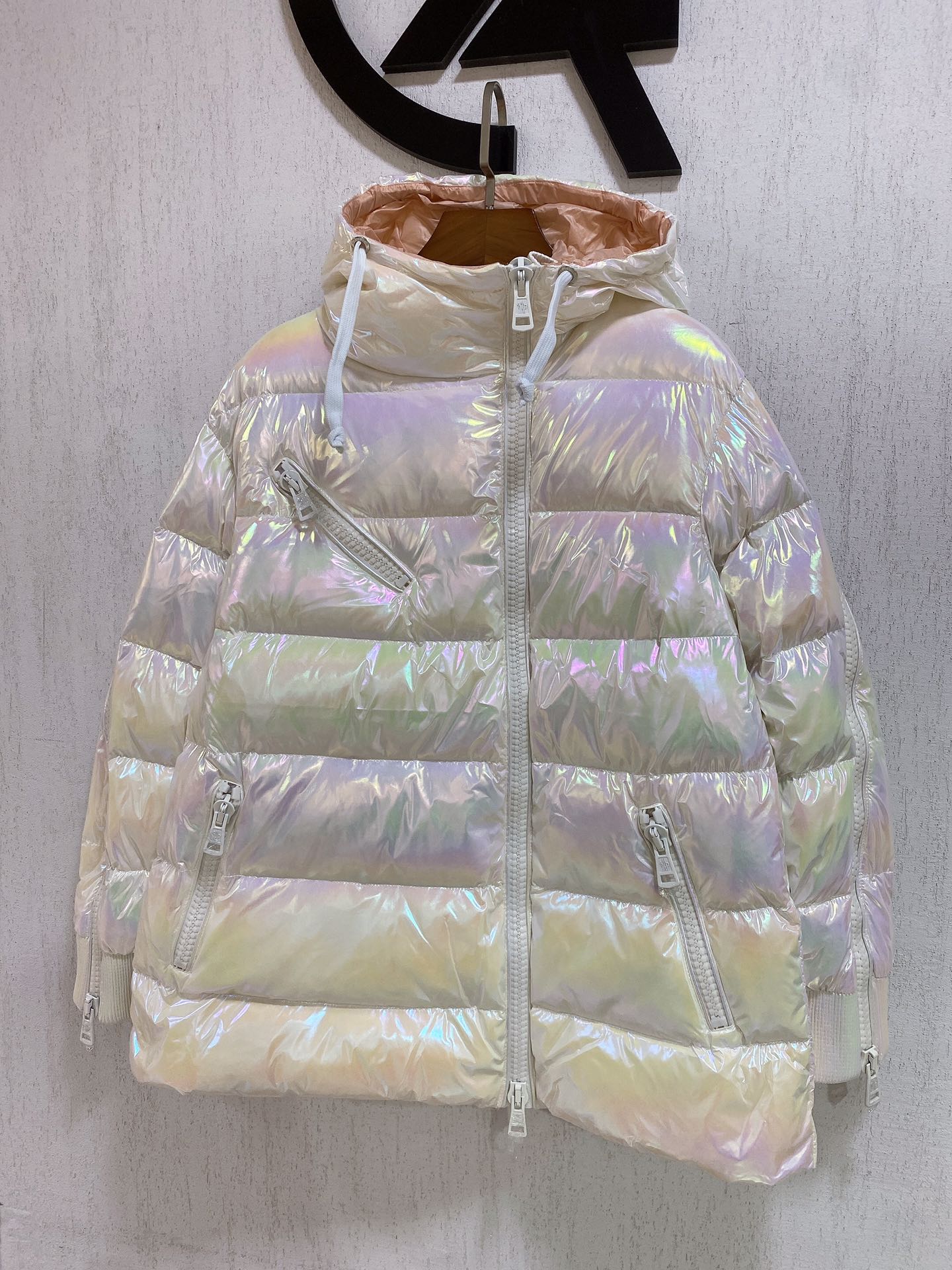 

Hooded large zipper down jacket temperament autumn and winter new style, Customize