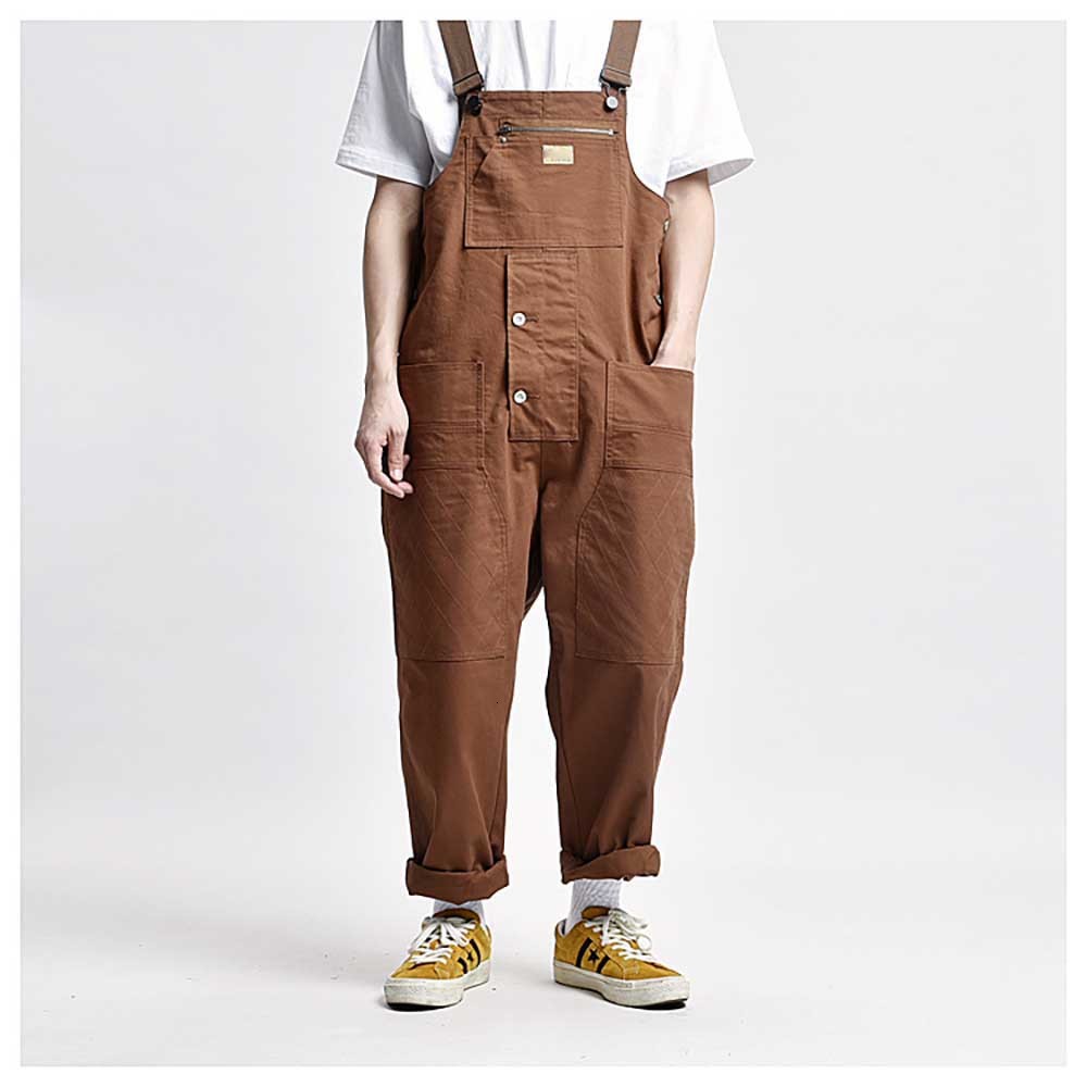 

2021 New Japan Trend to Cargo of Men's Women's Casual Overalls Multi-pocket Work Loose Hiphop Suspender Hare Pants 2c0r, Army green.