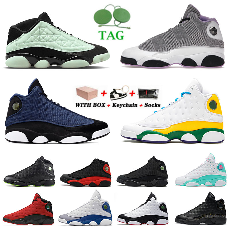 

13 High Quality 13s Original Jumpman Basketball Shoes Authentic For Mens Brave Blue French Black Cat Obsidian Hyper Royal Flint Men Women Trainers Sports Sneakers, 40-47 obsidian