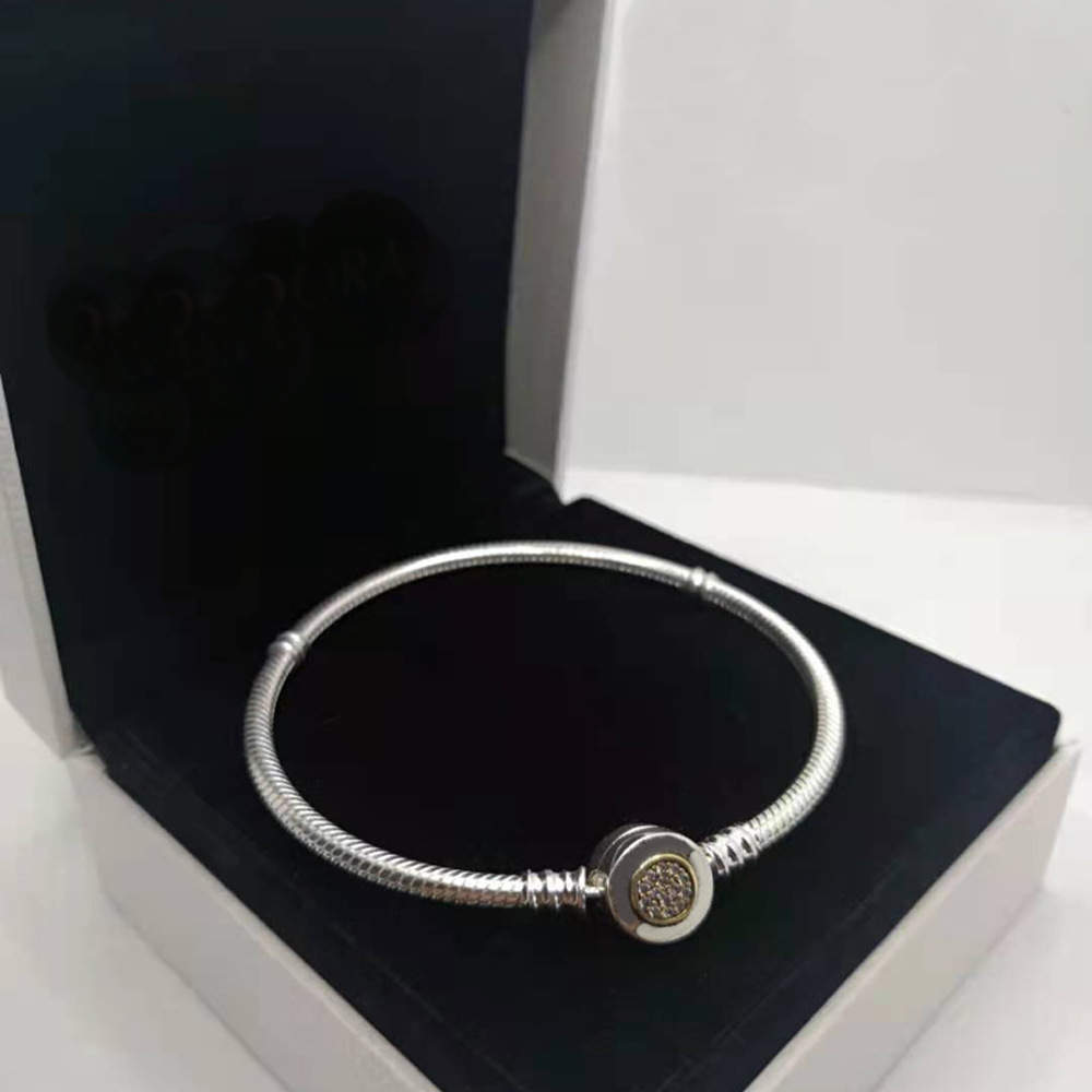 

100% 925 Sterling Silver Zircon Charm Bracelets For Women DIY Fit Pandora Beads Charms Sneaker Chain Bracelet Logo Design Lady Gift