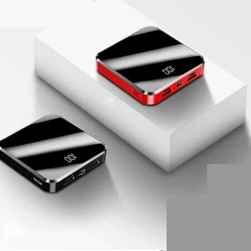 

Mini Power Bank Small Size Large Capacity 30000mAh Portable Charger 2 USB Mirror Screen External Battery For Smart Mobile Phone