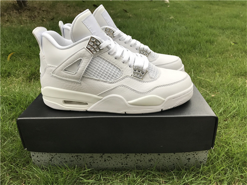 

Top Quality 4 4s Pure Money Basketball Shoes Mens Jumpman IV White Silver Sports Sneakers Size, Customize