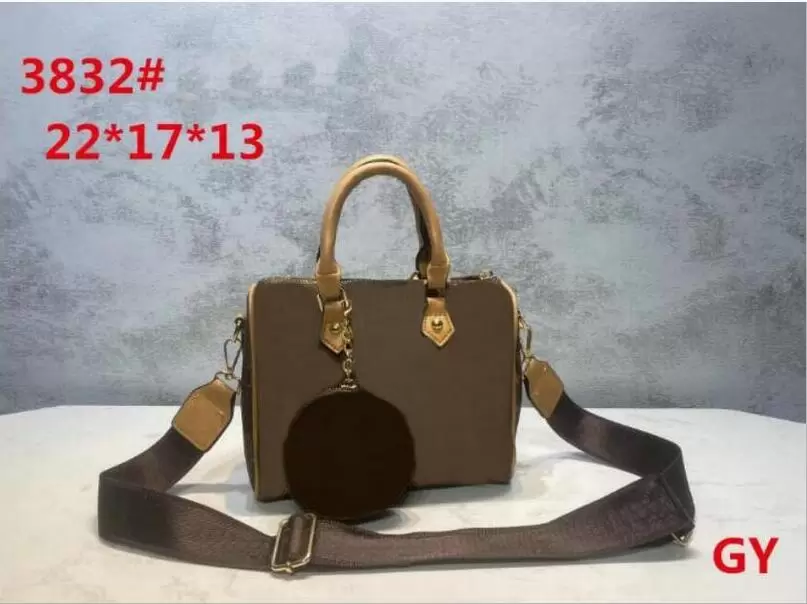 

women 2 in 1 Tote Bag womens Shoulder Bags Leisure Travel Portable Ladies One Luggage Large-capacity Classic Pattern, Brown