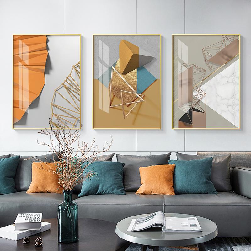 

Paintings Modern Industrial Geometries Canvas Painting Golden Structure Posters And Prints Abstract Wall Art Color Pictures Home Decoratio