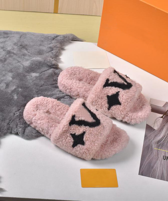 

PASEO FLAT COMFORT MULE Luxury Designer women sandals indoor outdoor slides Wool rubber slippers01, Color 2