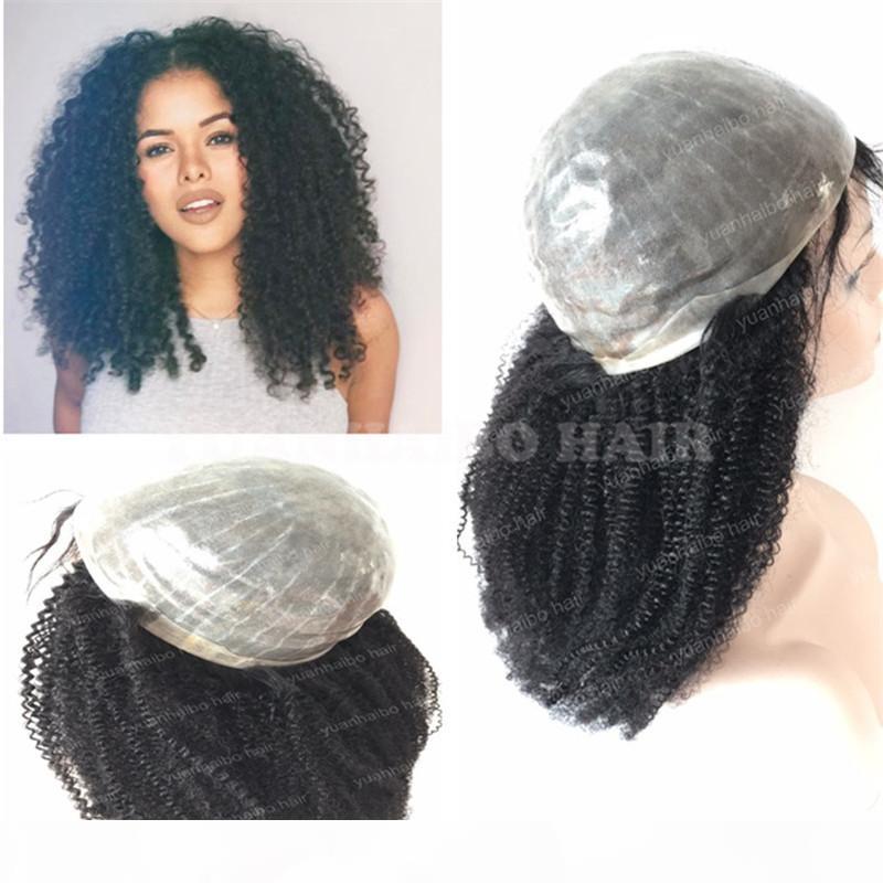 

Fashion 8A Geade 1B Black Color Virgin Brazilian Hair Kinky Curly Full Thin Skin PU Wig Free Shipping, Black;brown
