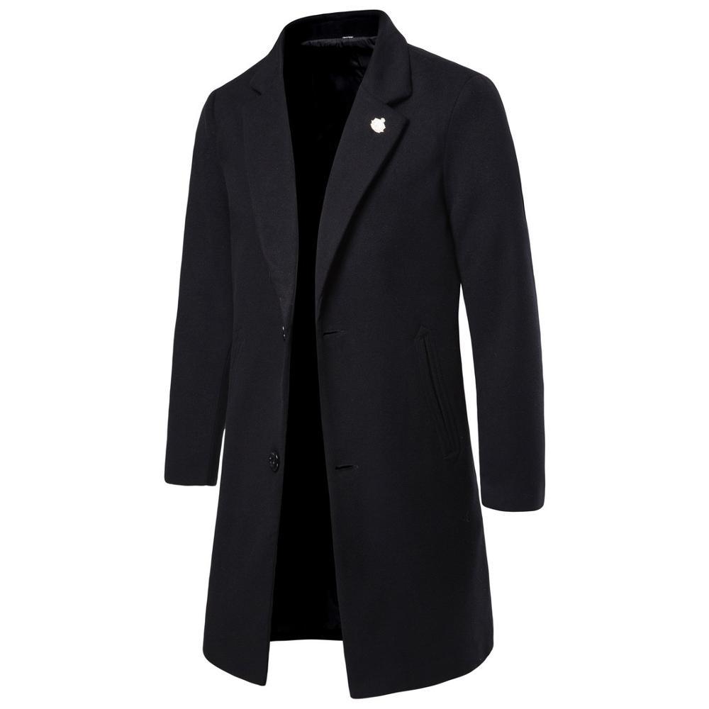 

2021 New Winter Fashion Men's Solid Color High Quality Coat Clothing Male Thick Warm Overcoat Ghhj, Black